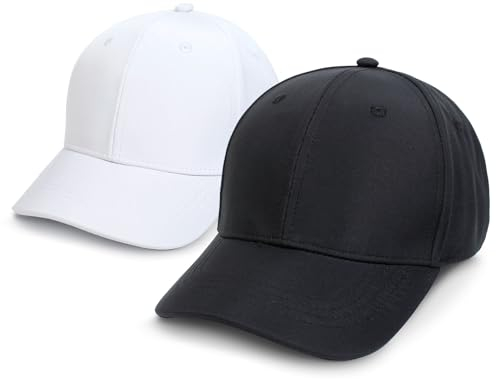 TMEOG Cap Damen Herren Basecap Sommer Kappe Baseball Caps Unifarben Pferdeschwanz Cap mit Loch für Zopf Baseballkappe Cappy Frauen Männer Sportkappe Atmungsaktiv(Weiß+Schwarz,56-59cm)