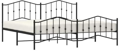vidaXL Bettgestell mit Kopf- und Fußteil Metall Schwarz 193x203 cm