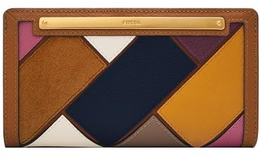 Fossil Portefeuille à deux volets extra-plat Liza en patchwork de cuirs LiteHide™, pour femme, SL10039194