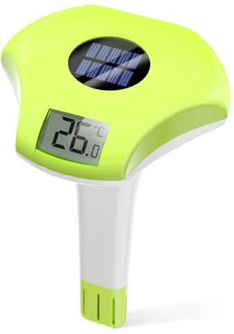BALDR Termómetro Piscina Flotante, Solar Termometro Piscina con Pantalla Digital, Resistente al Agua IPX8, El ahorro de energía, adecuado para piscina/jacuzzi/fuente de agua caliente/acuario