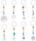 UNICRAFTALE 16 Stück Regenbogen 7 Chakra Edelsteinperlen Yoga Schlüsselanhänger, Legierungsanhänger, Tibetischer Stil, Baum des Lebens Ring, Steinanhänger