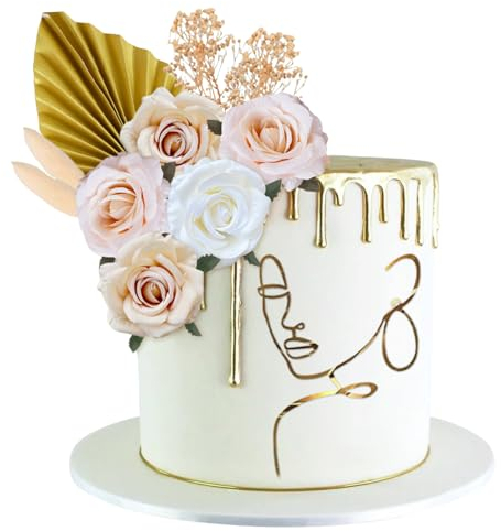 Boho Tortendeko, 22 Stück Tortendeko Blume, Hochzeit Cupcake Topper, Dame Gesicht Acryl Kuchen Topper, Vintage Kuchendekoration, Boho Tortenaufsatz Dekoration für Mädchen Frau Geburtstag Hochzeit