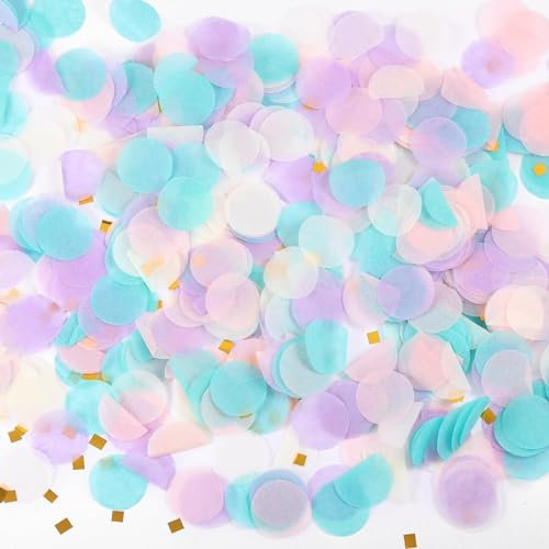 Rundes Konfetti – 50 g rundes Seidenpapier-Konfetti, mehrfarbige Mischung in Regenbogenfarben, Konfetti für Hochzeit, Geburtstag, Abschlussfeier, Party oder Vatertag