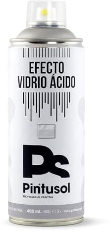 PINTUSOL Pintura Efecto Vidrio Ácido en Spray, Cristal Esmerilado Translúcido, Decoración y Privacidad, Fácil Aplicación, Secado Rápido, Pintura Acabado Opaco Hielo Profesional Espray 400ml