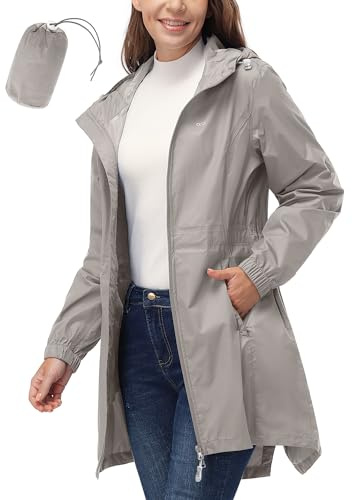 33,000ft Vêtement de pluie imperméable, poncho de pluie léger et respirant coupe-vent à capuche, fine pliable longue manteaux imperméables femme