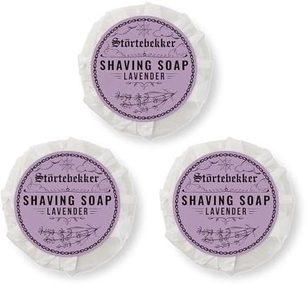 Störtebekker® Premium Rasierseife Lavendel 70g x 3 - Handgefertigte Seife für ergiebigen Rasierschaum - Perfekt für die Rasur mit Rasierhobel & Rasiermesser - Vegane Rasierseife Damen & Herren