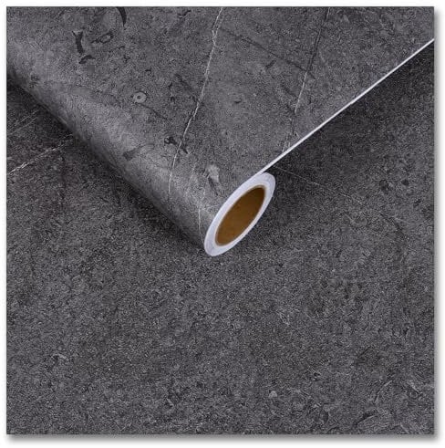 CRE8TIVE Papier peint béton gris foncé à décoller et à coller pour salon, effet ciment vintage, papier contact autocollant en vinyle pour meubles, salle de bain, cuisine, 30 cm x 200 cm