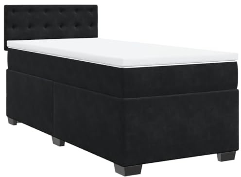 vidaXL Boxspringbett mit Matratze Schwarz 100x200 cm Samt