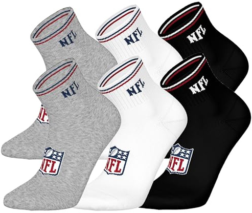 NFL SHIELD 6pk Quarter Socks - MGR/WHT/BLK - 35/38