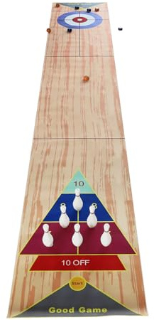 TaNeHaKi Tragbares Indoor Tisch Curling Spiel,3 In 1 Shuffleboard Bowling Spiel, Shuffleboard Tischset FüR Familie BüRo Party Spiele