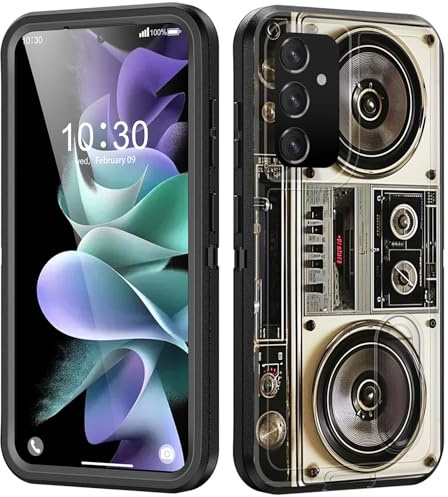 BFUKVOU for Galaxy S25 Plus Case with Built in Kickstand,Shockproof/Dustproof/Drop Proof 3-Layer Military Grade Protective Cover for Samsung Galaxy S25 Plus 6.7 2025,Vintage 80s Boombox