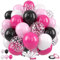 Saxuxu Ballons roses et noirs à confettis pour filles, anniversaire, fête prénatale, mariage, fête prénuptiale, décoration de fête de princesse - 30,5 cm - rose vif, blanc pastel, rose et noir