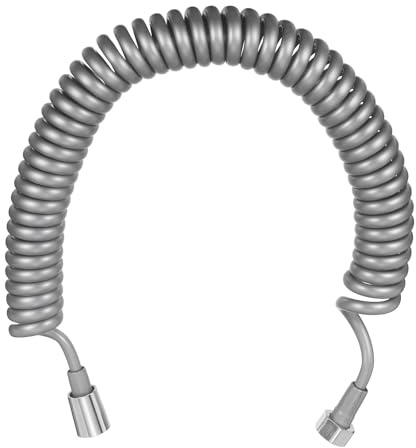 QUARKZMAN Teleskop Duschschlauch Spiralschlauch 5M Grau 1 Stk | Flexibler Bidetschlauch für Handbrause Toilettenarmatur und Waschbecken Sprayer platzsparend ideal für kleine Badezimmer