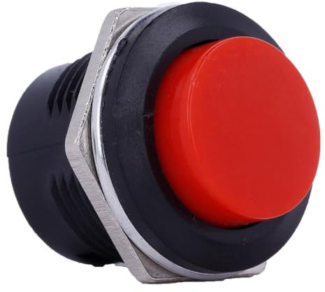 Pulsador Momentáneo de alimentación ON/Off para Vehículos, Maquinaria de Soldar, Bocina… Rojo, 19,3 mm x 25 mm