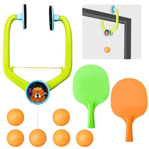 Hängender Tischtennis Trainer Set, Tür Ping Pong Spiel für Türrahmen, Hängendes PingPong Set mit 2 Schläger und 6 Bälle, Verstellbarer Door Ping Pong Game, Jeu de Ping-Pong à Porte Réglable