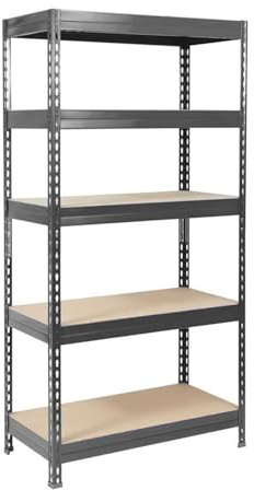 KARAT Étagères à Grande Tenue, Etagère à emboîter, Montage sans Outils, Rayonnages Charges Lourdes Magasin & Garage, Étagère d'atelier modulable (Anthracite-Gris 220x90x45 cm - 5 Niveaux)