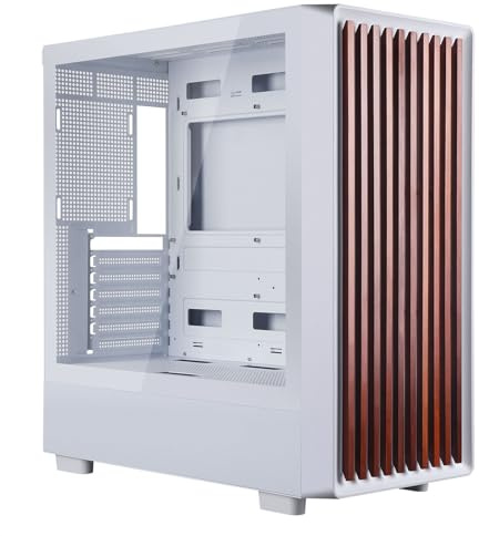 D2 Mid Tower Gaming PC Case Dual Chamber Tempered Side Glass Panel Meshify - Walnut Wood Front - Can Build in 12 ARGB PWM Fans High Airflow - 360MM RAD Support for ATX/mATX/ITX Motherboards White