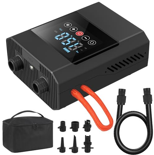 Diealles Shine Bomba de Sup Aire Eléctrica 12000mAh, 20PSI Inflador Electrico con LCD Digital, 12V DC Coche Conector Bomba de Aire, Apagado Automático, para Botes Inflables de Paddleboard