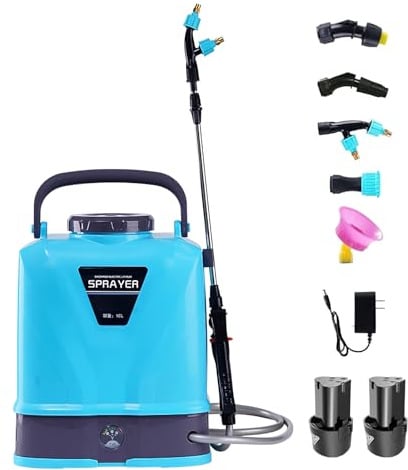 Spruzzatore a pressione da 10 litri, senza fili, con 5 ugelli di nebulizzazione, impugnatura USB ricaricabile e lancia retrattile, spruzzatore a pressione per prato e giardino (batteria*2)