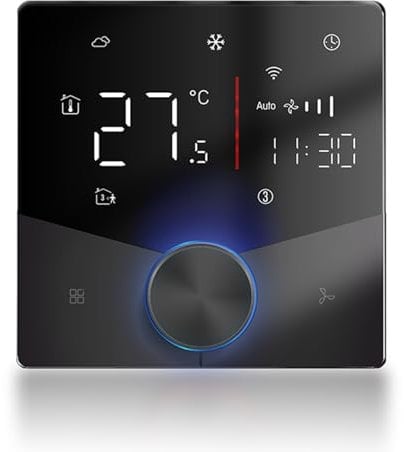 WI -FI Air Conditioner Thermostat, 8 Lighting Effects Air Conditioner Temperature Controller for Indoor (Black)