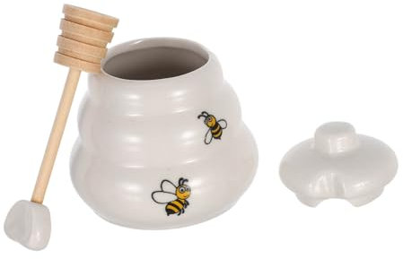 DONFAMDS Bee Ceramic Pot with Lid Unique Honey Dipper Sugar Bowl Creative Wedding Favor Multi-purpose Condiment Jar for Honey Spices and Charming Kitchen Decor