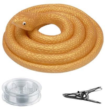 fayarrd Fouet de serpent réaliste avec cordon de serrage et , kit de farces en silicone avec fermeture à clip pour le golf et les blagues – Pour Halloween, poisson d'avril et anniversaires