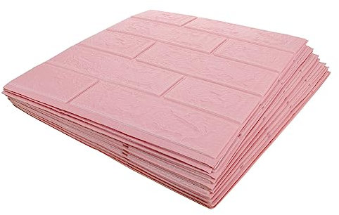 NUOBESTY 10 Pezzi Adesivo per pareti in mattoni 3d se stesso copertura decalcomanie da parete piastrelle rustico carta da parati adesiva adesivi con motivo a mattoni murali adesivi xpe rosa