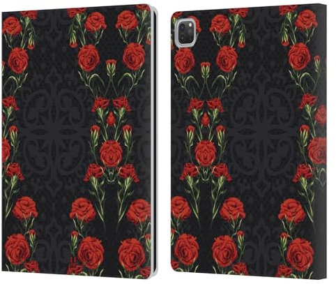 Head Case Designs Floreale Rosso Art Deco Floreale Custodia Portafoglio in Pelle Compatibile con Apple iPad PRO 12.9 2020/2021/2022