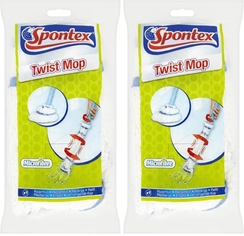 SPONTEX – Ricarica Twist Mop – Ricarica frange in microfibra per scopa a frange Twist Mop – 1 ricarica (Confezione da 2)