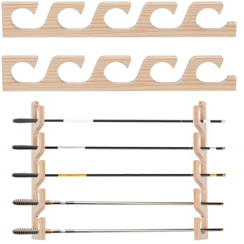 UNICRAFTALE 2 Stück Horizontale Angelrutenhalter Für Die Garage Bambus Wandhalterung Angelrutenhalter Antikweiß Wand Und Deckenregal Angelrutenaufbewahrung Für Den Keller 40x6x1.5cm
