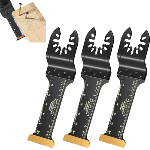 3 Pack Titanium Multi Tool Blades,70mm Long Multi Tool Blade,Titanium Oscillating Saw Blades,Quick Release Multitool Accessories,for Cutting Metal Nails Screws Wood and Plastic,Save Time & Effort