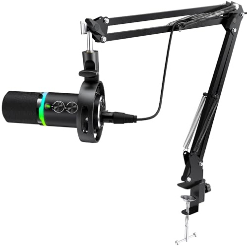 Yanmai Dynamic USB/XLR Microphone for Gaming & Podcasting, Pro Streaming Mic with One-Tap Mute, Gain Control & RGB, Dual Interface Cardioid Microphone for PC