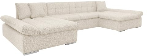 Mirjan24 Ecksofa Alia mit Regulierbare Armlehnen, 2 Bettkasten und Schlaffunktion, U-Form Eckcouch vom Hersteller, Sofa Couch Wohnlandschaft (Bella 05)