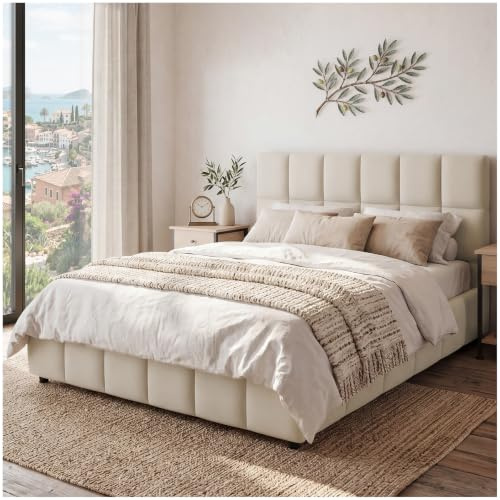 tectake® Polsterbett 120 x 200 cm, integrierter Lattenrost, Kassettensteppung