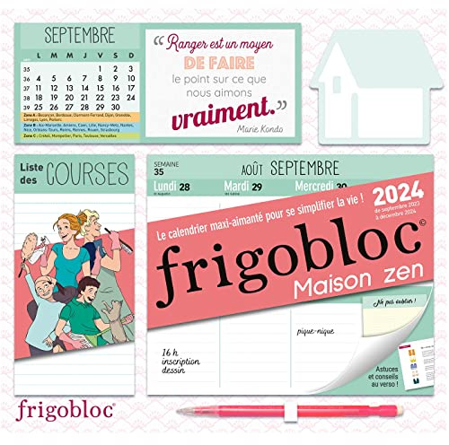 Frigobloc Hebdomadaire 2024 Maison zen (de sept. 2023 à déc. 2024)