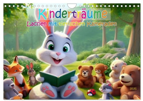 Kinderträume - Lachen mit tierischen Kameraden (Wandkalender 2026 DIN A4 quer), CALVENDO Monatskalender: Ein Dschungel voller Geheimnisse und Lachen mit tierischen Kameraden (CALVENDO Spass)