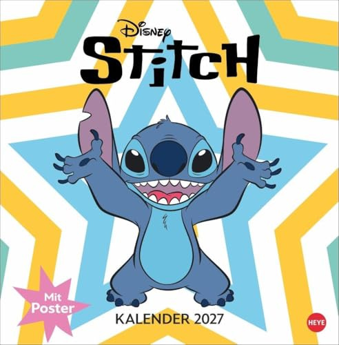 Stitch Broschurkalender 2027: Tolle Motive für alle Fans des frechen blauen Disney-Helden, bekannt aus Lilo & Stitch. Praktischer Wandkalender 2027 zum Eintragen, 29,5 x 30 cm