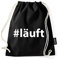 WhyKiki Über 60 Sprüche & Designs auswählbar Turnbeutel mit Spruch/Beutel: Schwarz/Rucksack/Jutebeutel/Sportbeutel/Hipster, Bag:#läuft