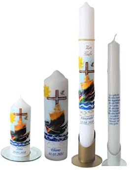 Taufkerze/Kommunionkerze,Konfirmationskerze Boot-Kreuz-ink. Name,Datum**Junge Mädchen