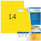 HERMA 4555 Farbige Etiketten gelb, 100 Blatt, 105 x 42,3 mm, 14 pro A4 Bogen, 1400 Stück, selbstklebend, bedruckbar, matt, blanko Papier Farbetiketten Aufkleber