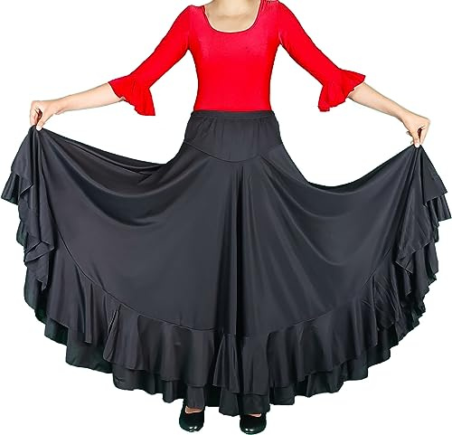 Flamifeel Jupe Noir à 2 Volants (M)