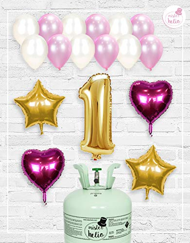 Bombona de Helio Mrhelio+Globos cumpleaños Niña números