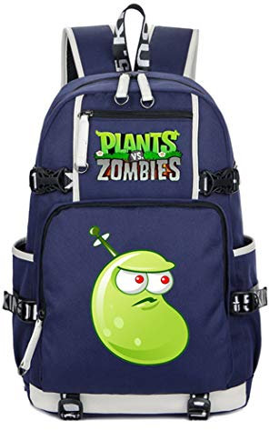 WANHONGYUE Plants vs. Zombies Juego Mochila Escolar Estudiante Bolso de Escuela Backpack Mochila para Portátil Azul-4