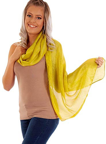 DOLCE ABBRACCIO by RiemTEX ® Schal Damen PRIMA DONNA Stola Tuch aus Wildseide in Grün-Gelb Tücher in 31 Unifarben Halstücher Seidentuch Schals Damen Halstuch Seidenschal (Lichtgrün)