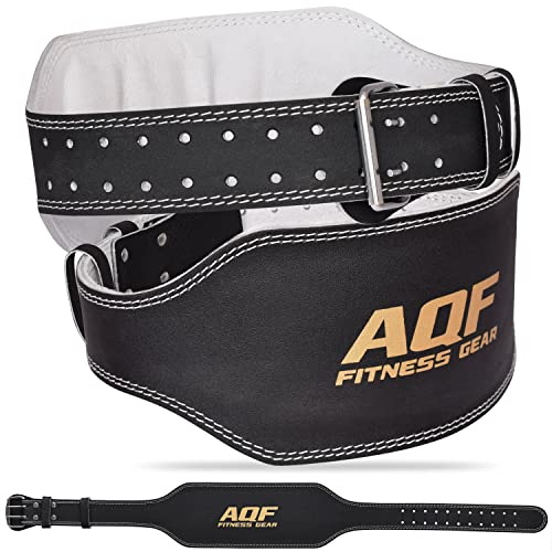 AQF Gewichthebergürtel - 4 6 Breit Leder Lendenwirbelstütze Gepolsterte Lifting Belt, Gym Belt Mit Stahlrollenschnalle, Sportgürtel Für Bodubuilding & Fitness (Schwarz/Gold 6 Zoll, XXXL 44-48)