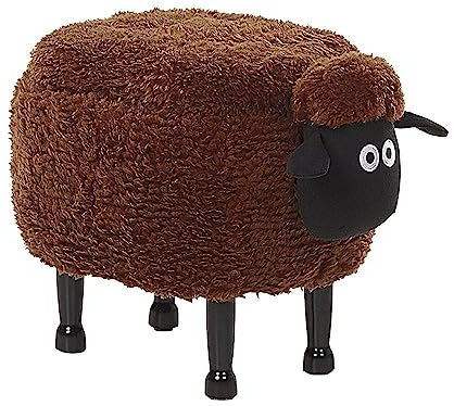 Beliani Bezaubernder Hocker für Kinder in Schaf-Form braun Felloptik mit Stauraum Sheep