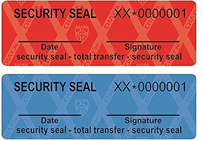 100 Stück Transfer Typ Siegel Sicherheitsetiketten VOID, Sicherheitssiegel - Security Seal (60x20mm, Blau)