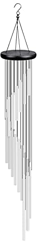 smatime Windspiele Garten Windspiele 90cm Großes Metall Glockenspiel Windspiele mit 18 Aluminiumlegierung Rohre Memorial Windspiele Geschenk für draußen Gartenterrasse Hinterhof Home Decor, Silber