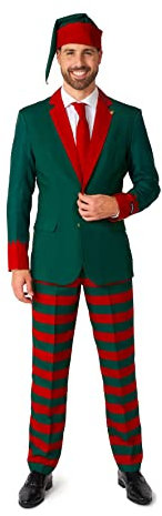 Suitmeister Weihnachtsanzug für Herren - Santa Elf Outfit - Tailliert Party Kostüme - Grün