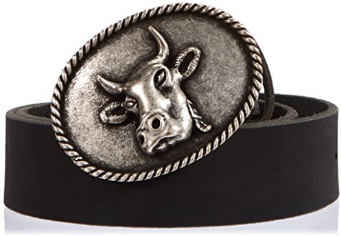 MGM Unisex Trachtengürtel mit Kuh Gürtel, Schwarz, 110